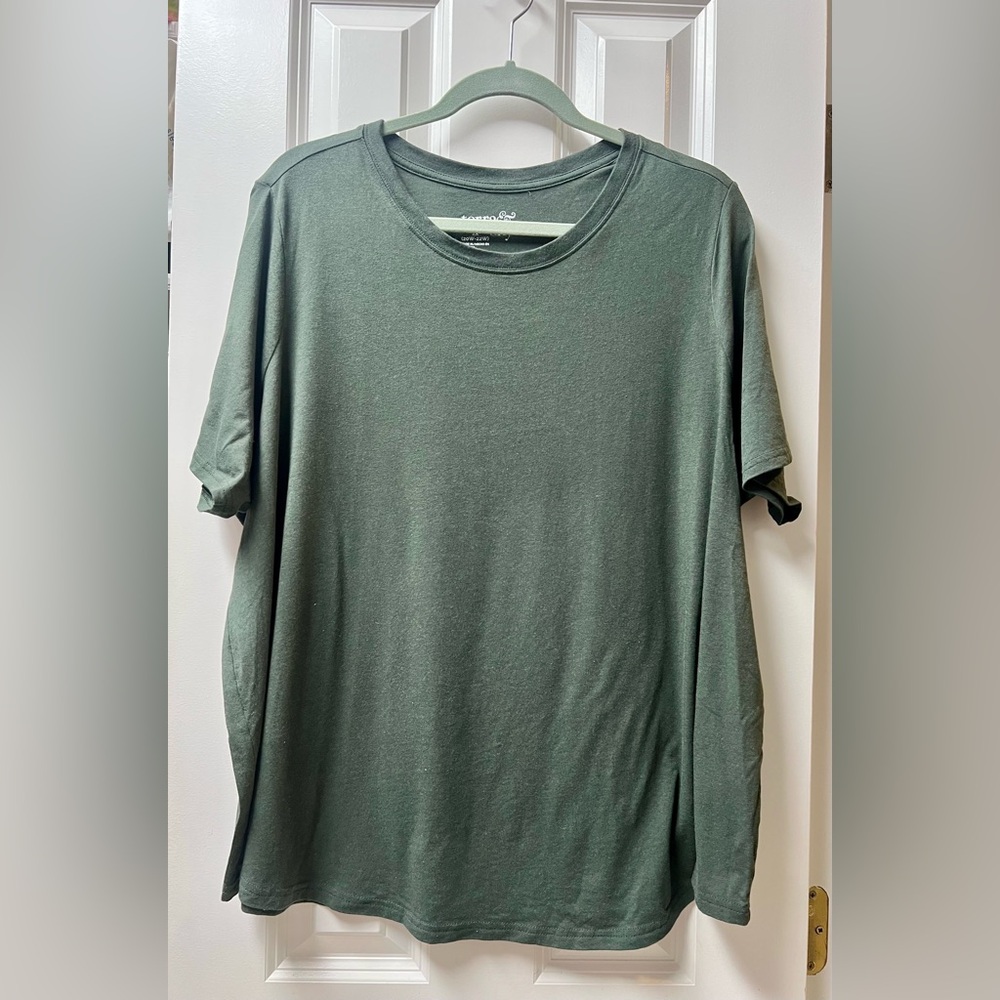 NWOT TERRA & SKY Plus green Midnight Crew Neck Short Sleeve T-Shirt Sz 2X